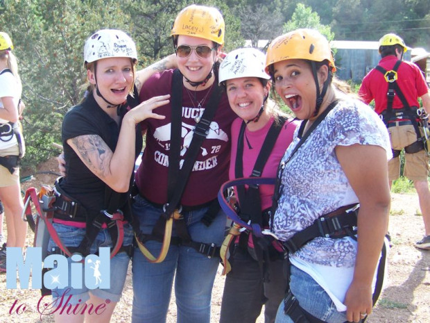 Cleaning Techs getting ready to go zip lining