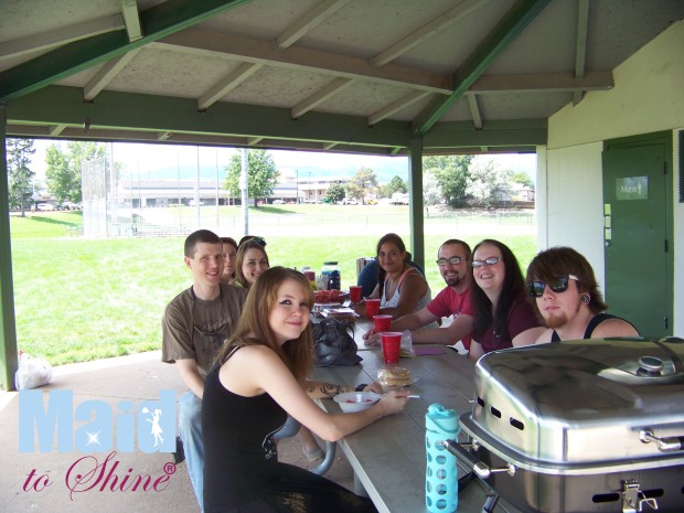 maid to shine house cleaning team eating