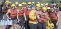 Cleaning Company techs getting ready for white water rafting